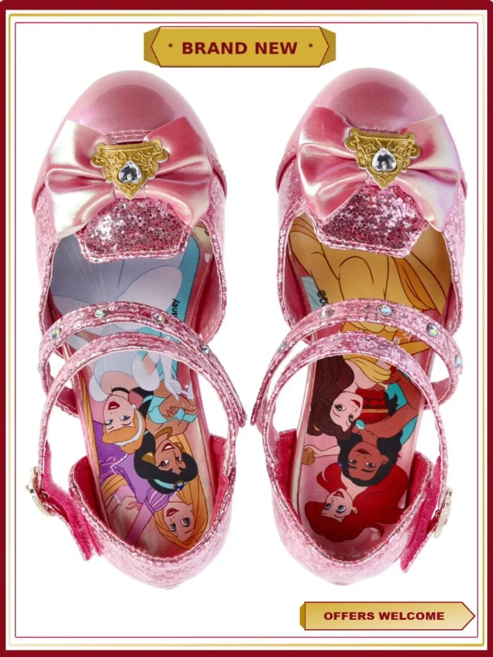 Disney Princess Toddler Girls Low Heel Dress Up Shoes Faux Leather